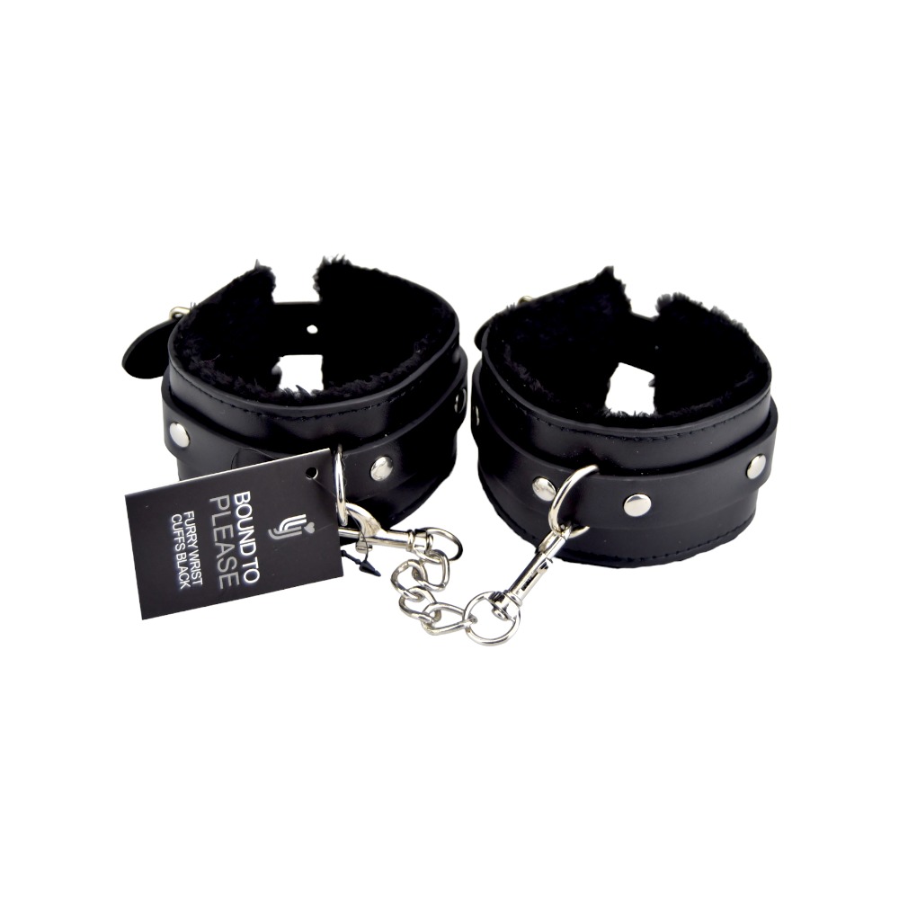 n11932-bound-to-please-furry-plush-wrist-cuffs-black