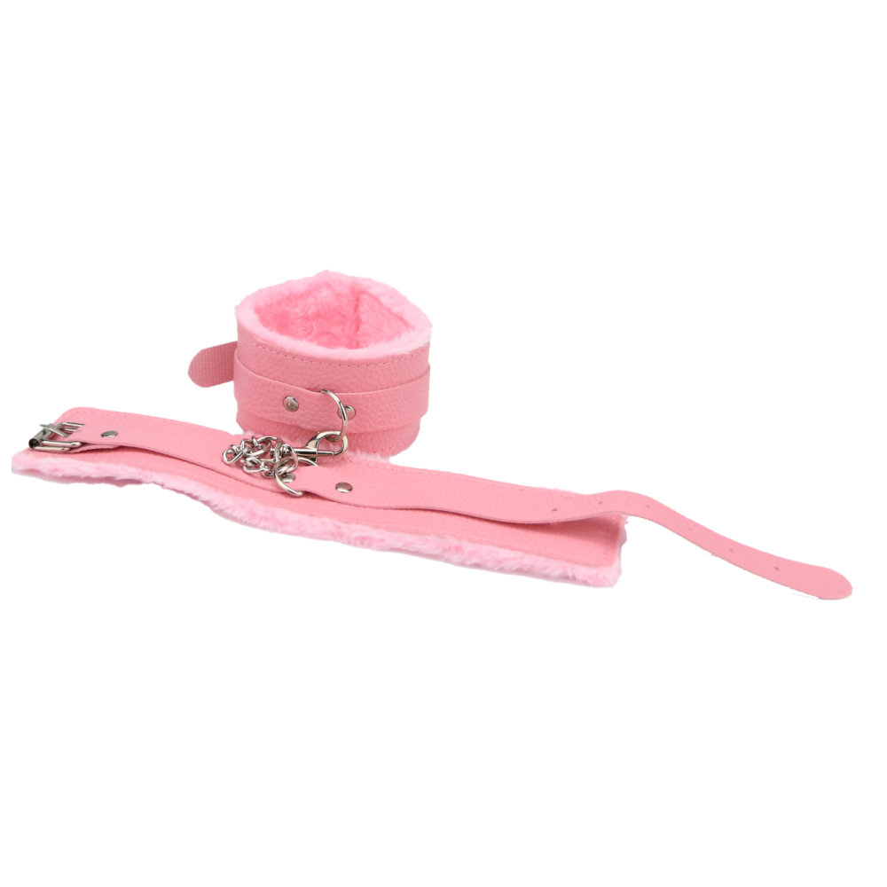 n12281-bound-to-play-beginners-bondage-kit-pink-8-piece-ankle-cuffs