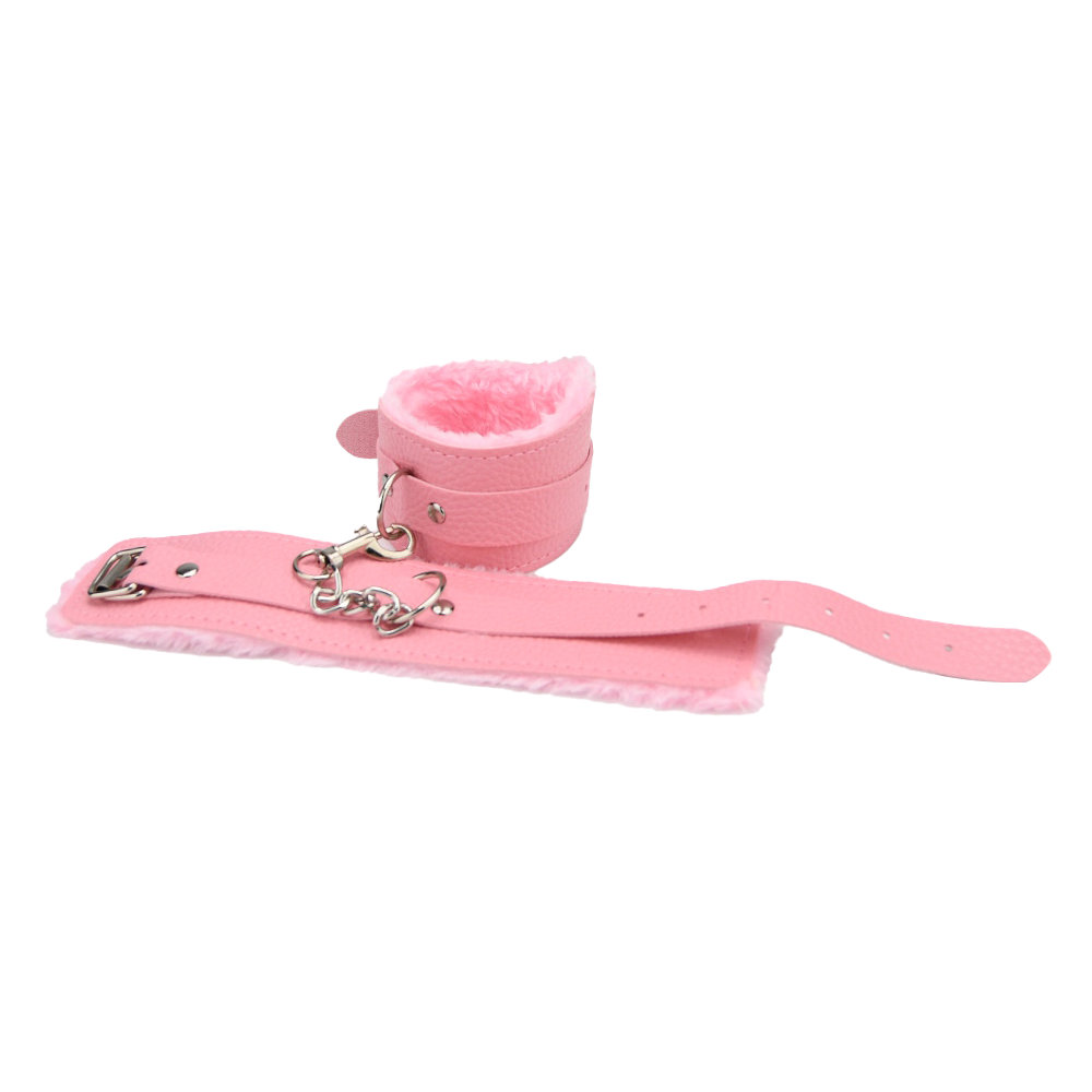 n12281-bound-to-play-beginners-bondage-kit-pink-8-piece-wrist-cuffs